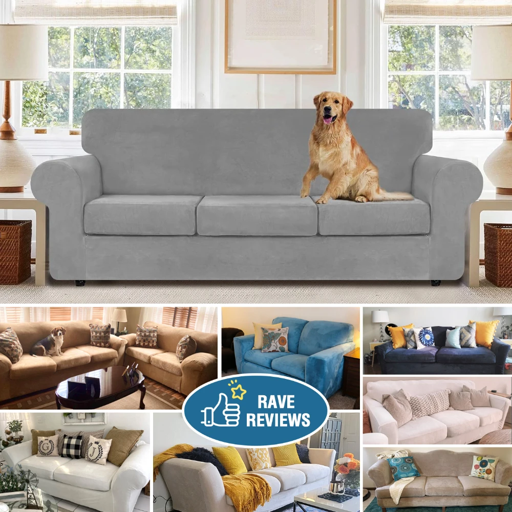 Fundas de sofá de terciopelo elástico – Protection para muebles Chesterfield