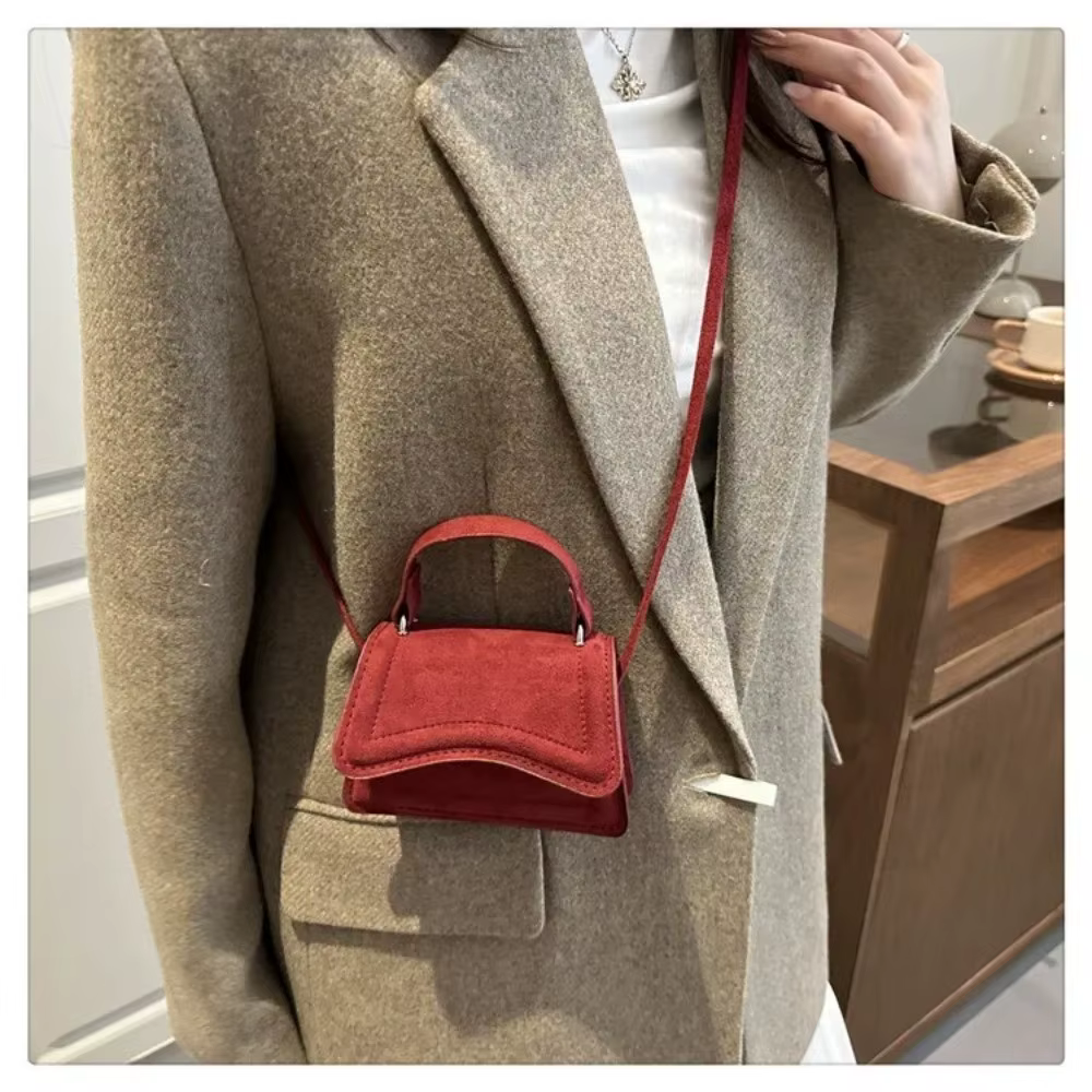 Bolso bandolera mini cuadrado de ante liso para mujer - imagen 3