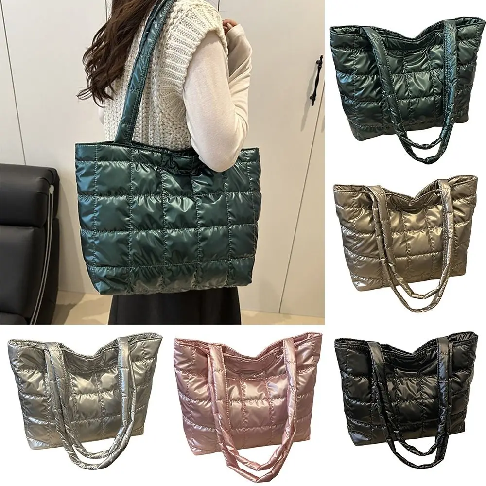 Bolso acolchado de hombro gran capacidad color liso para mujer - imagen 3