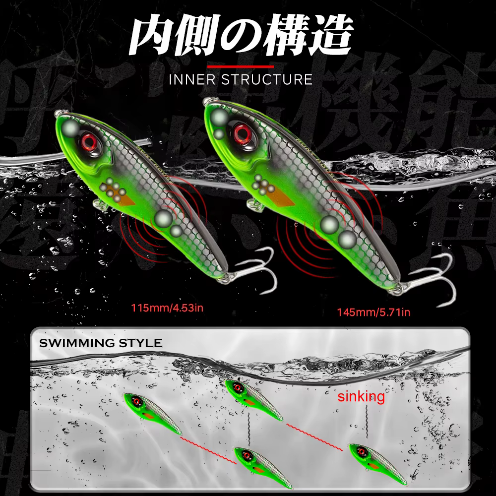 Hunthouse Jerkbait hundido Musky Pike Bass 115mm - imagen 3