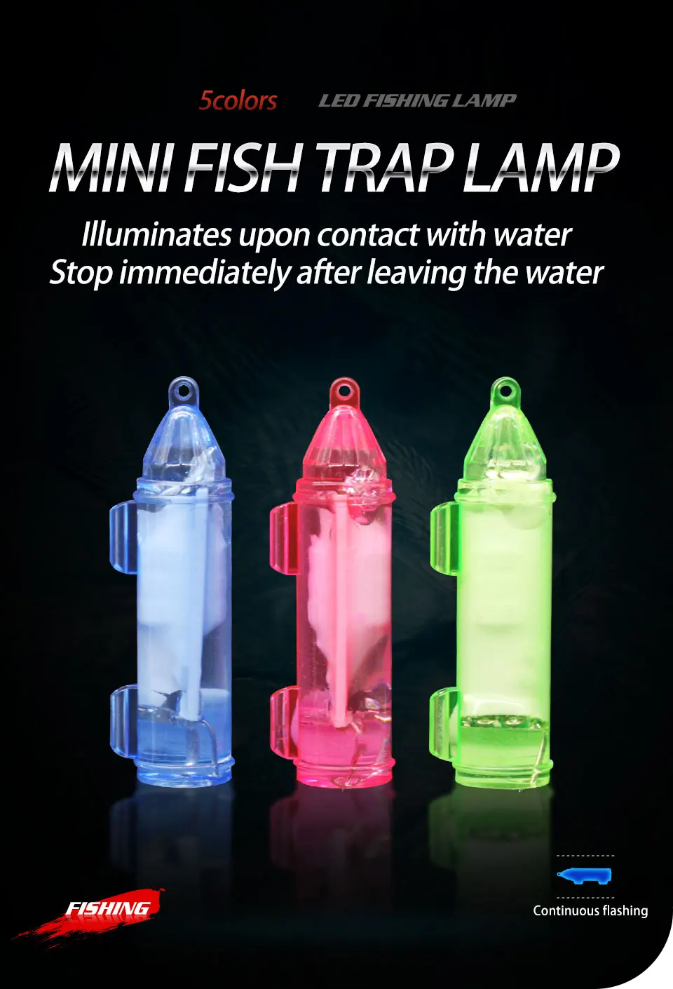 Mini luz LED sumergible para pesca nocturna