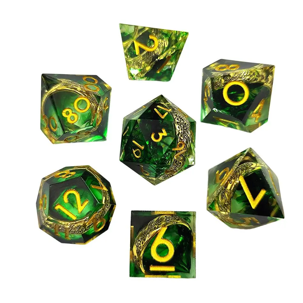 Dados poliédricos de resina fluida para D&D – azul y verde - imagen 5