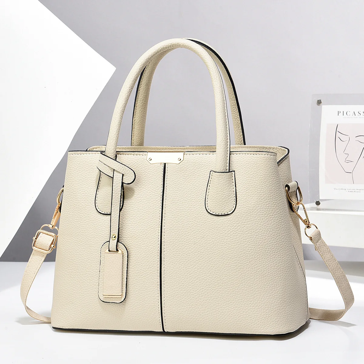 Bolso tote grande cuero PU bandolera de lujo para mujer - imagen 5