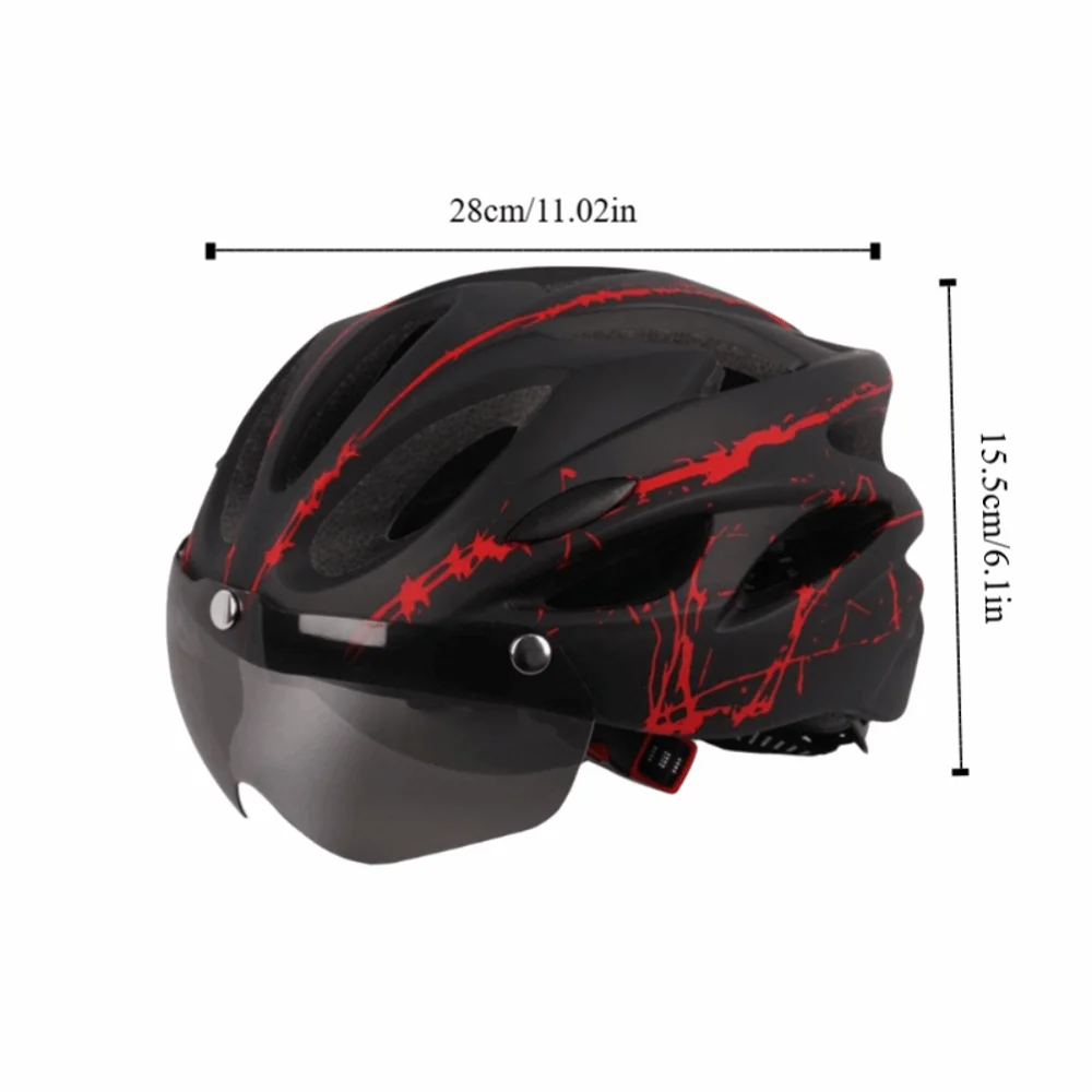Casco de ciclismo EPS + PC con gafas magnéticas desmontables en rojo y negro
