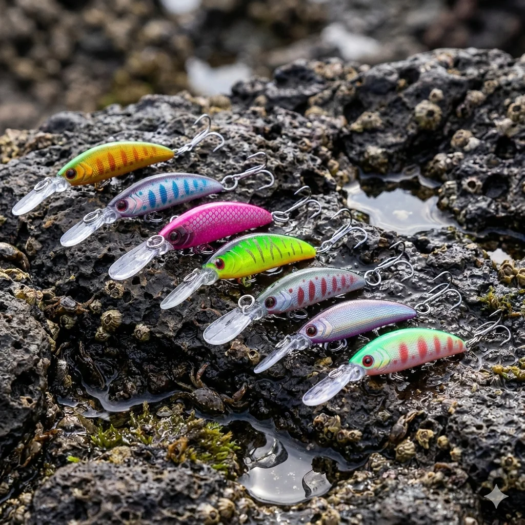 Set de 7 señuelos Minnow de 7 cm con acabado realista