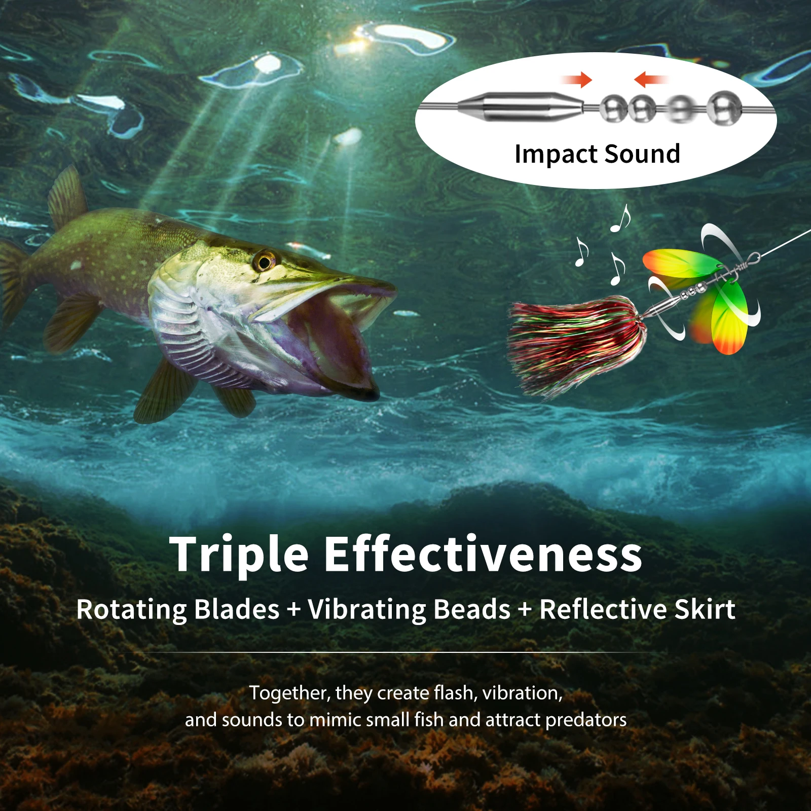 Spinnerbait Vissen Rokken de doble pala metálica para bass - imagen 2