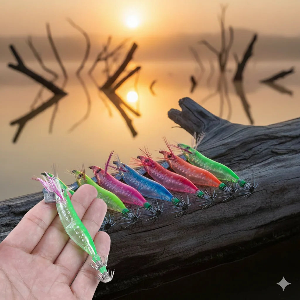 Señuelos luminosos para calamar y pulpo – señuelo duro camarón - imagen 2