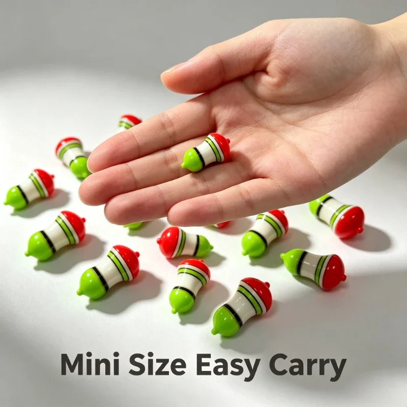 Mini flotadores de pesca esféricos con tapas de colores