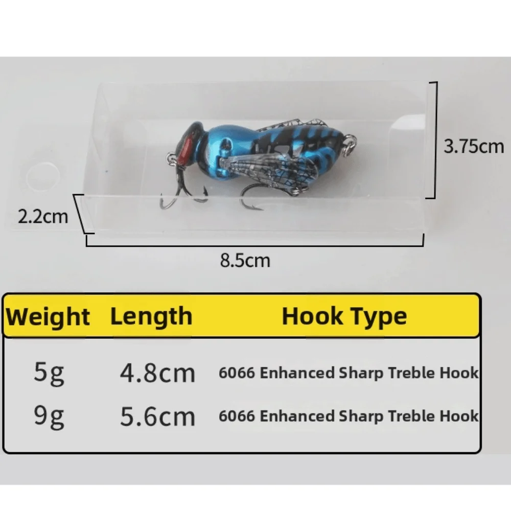 Señuelo de insecto biónico, acción tipo wobbling