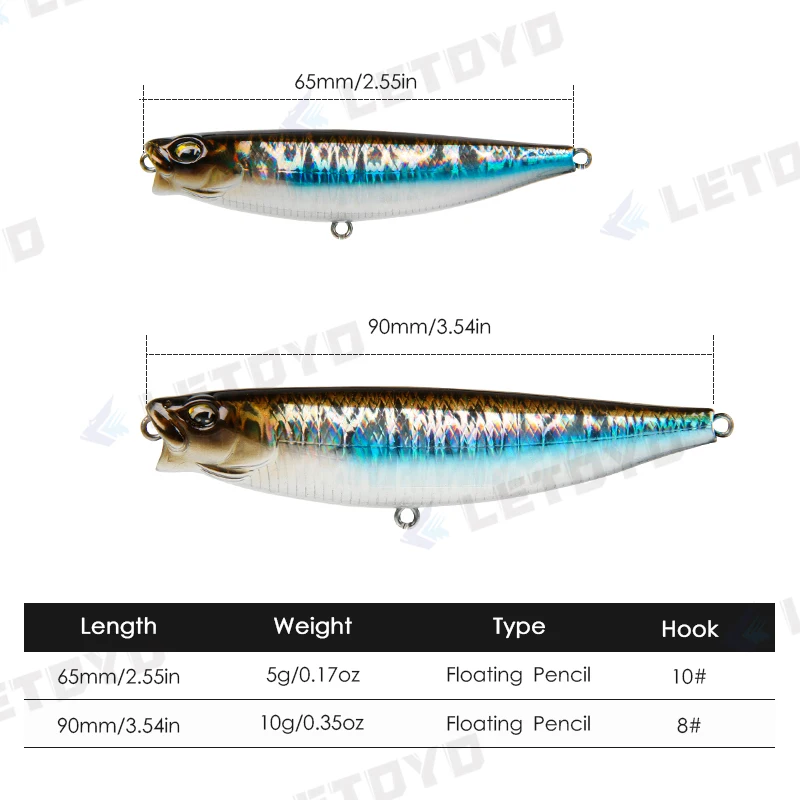 Letoyo Stickbait Topwater – Señuelo flotante superficie 90mm para Lucio - imagen 4