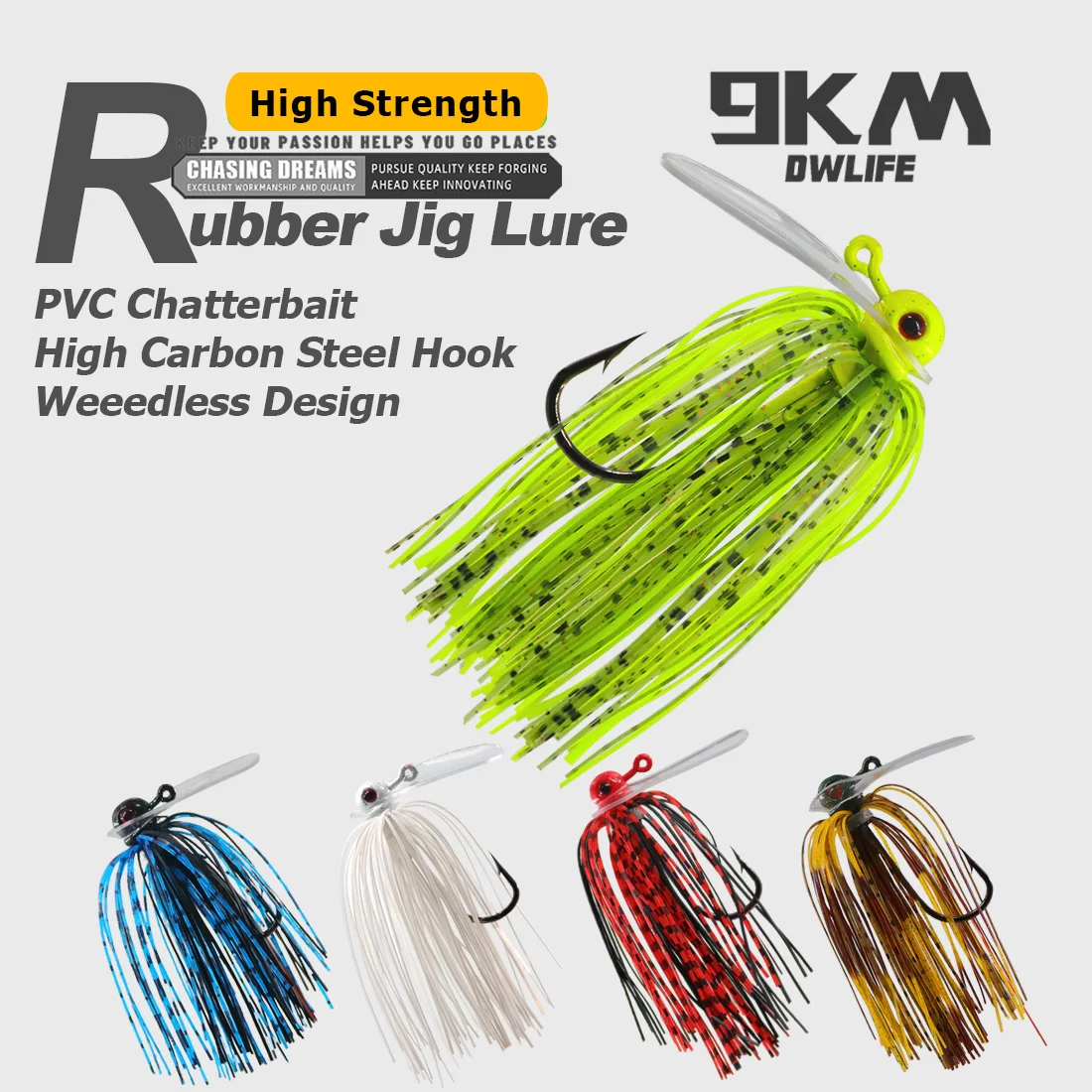 Señuelo Chatterbait 9KM con hoja PVC y faldas de silicona para lubina - imagen 4