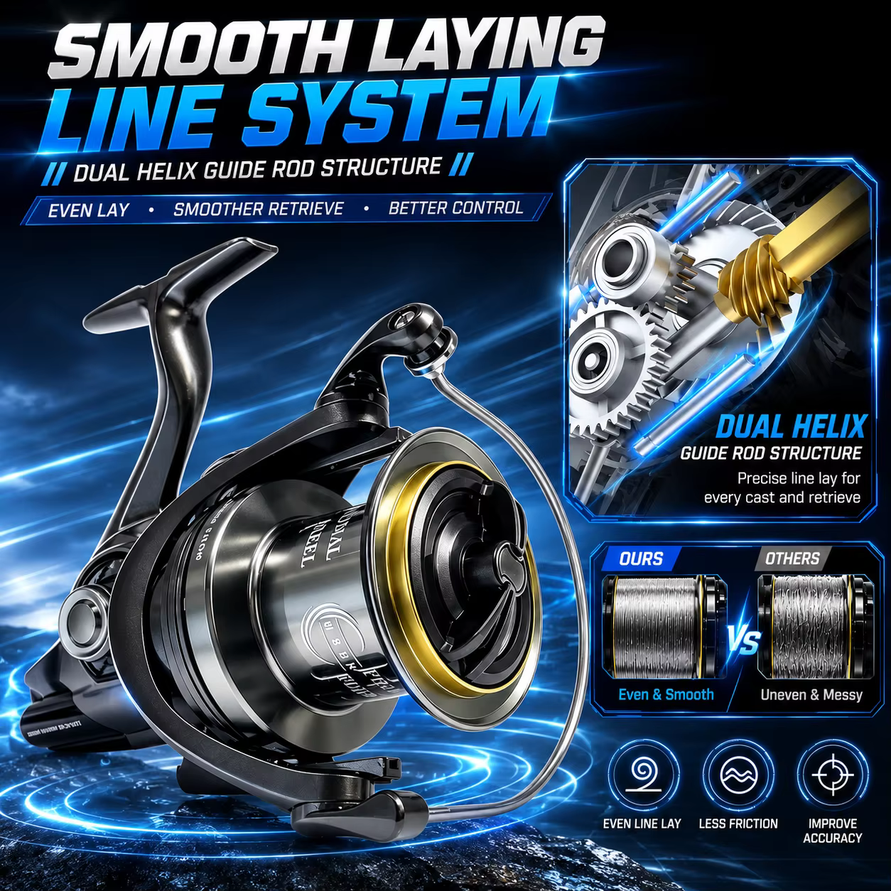 Carrete de Surfcasting MBLN para Agua Salada con Freno Potente - imagen 4