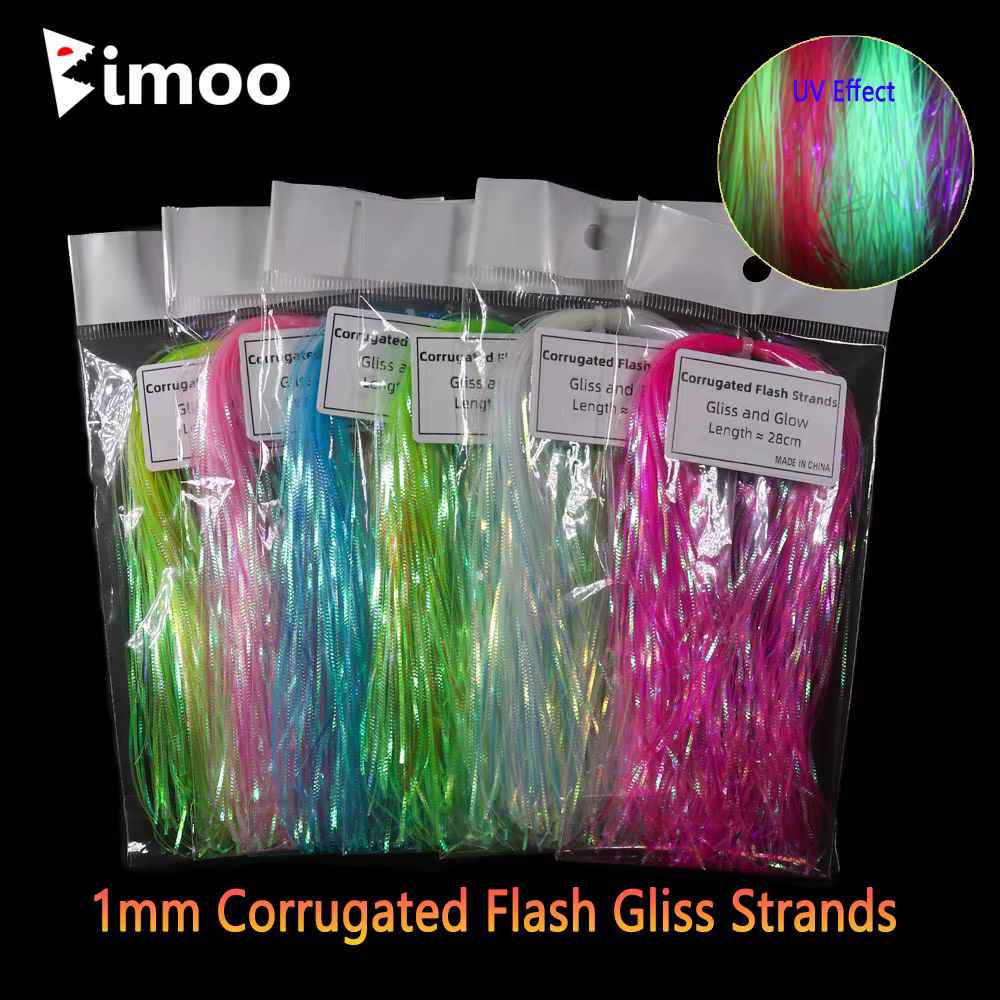 Bimoo Oropel UV corrugado – Hilos brillantes para moscas de agua salada - imagen 2