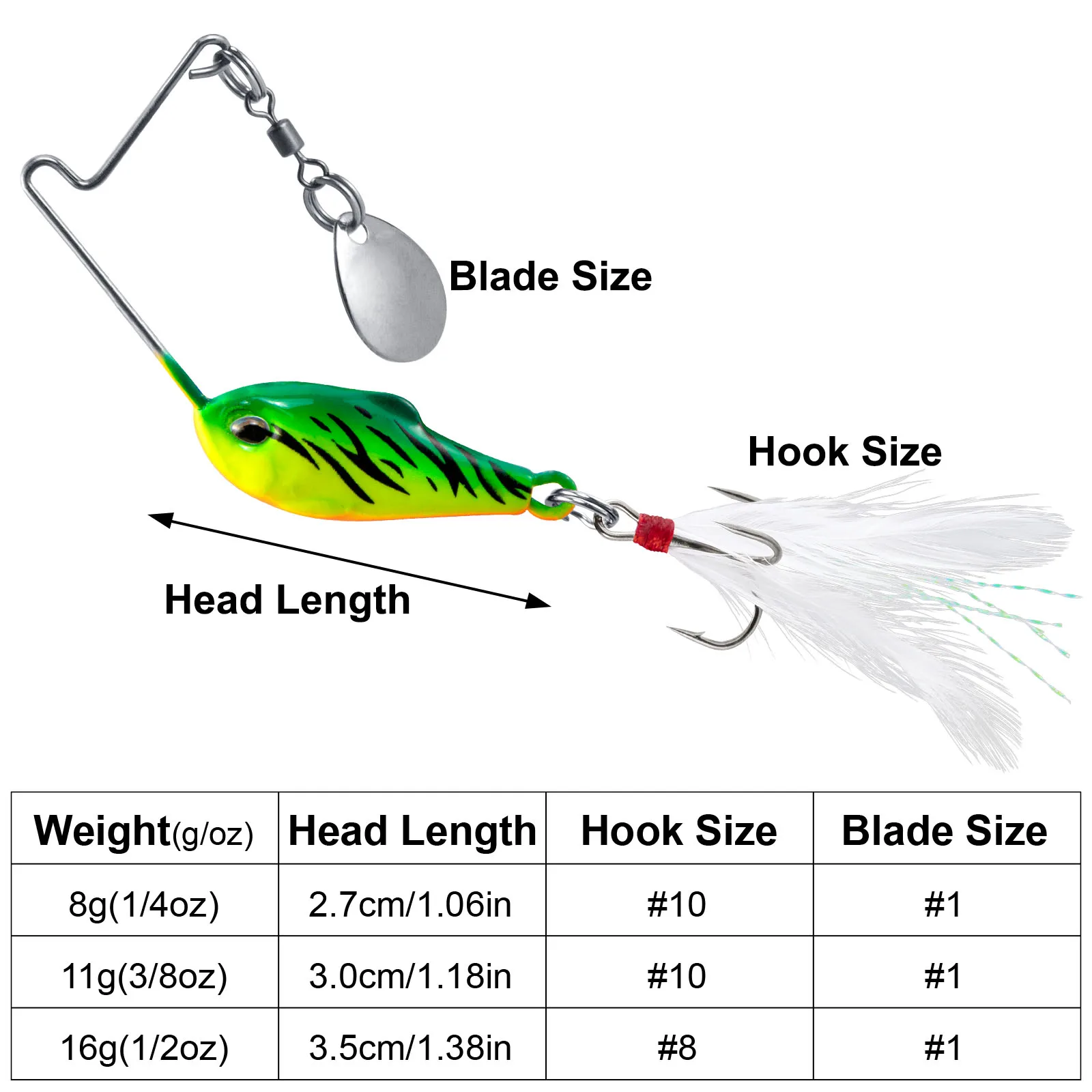 Spinnerbait Metal 8g 11g 16g para lubina y salmón - imagen 5