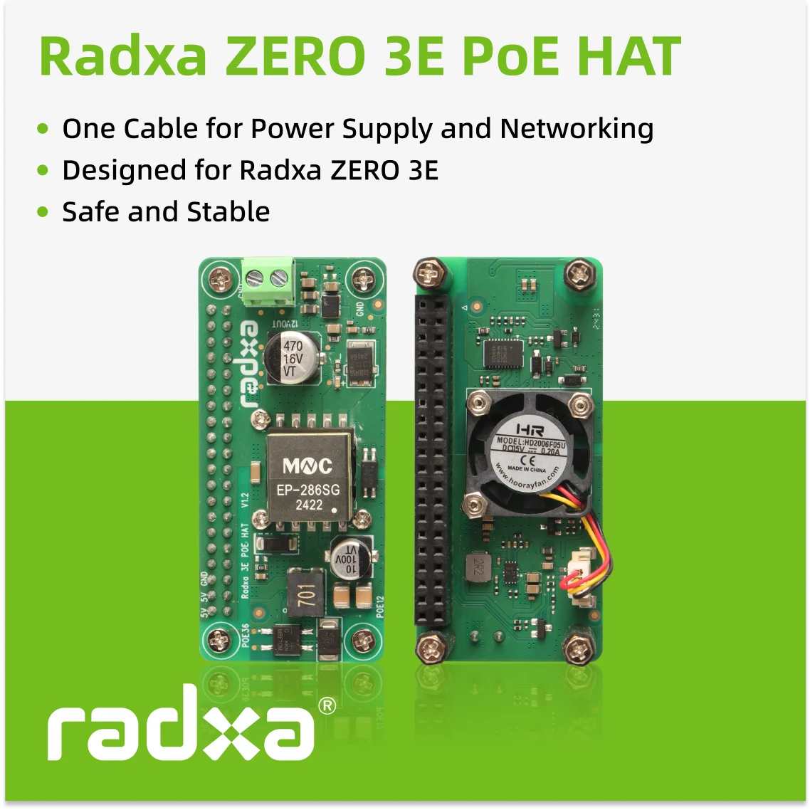 Radxa ZERO 3E PoE HAT – Módulo con alimentación Power over Ethernet - imagen 2