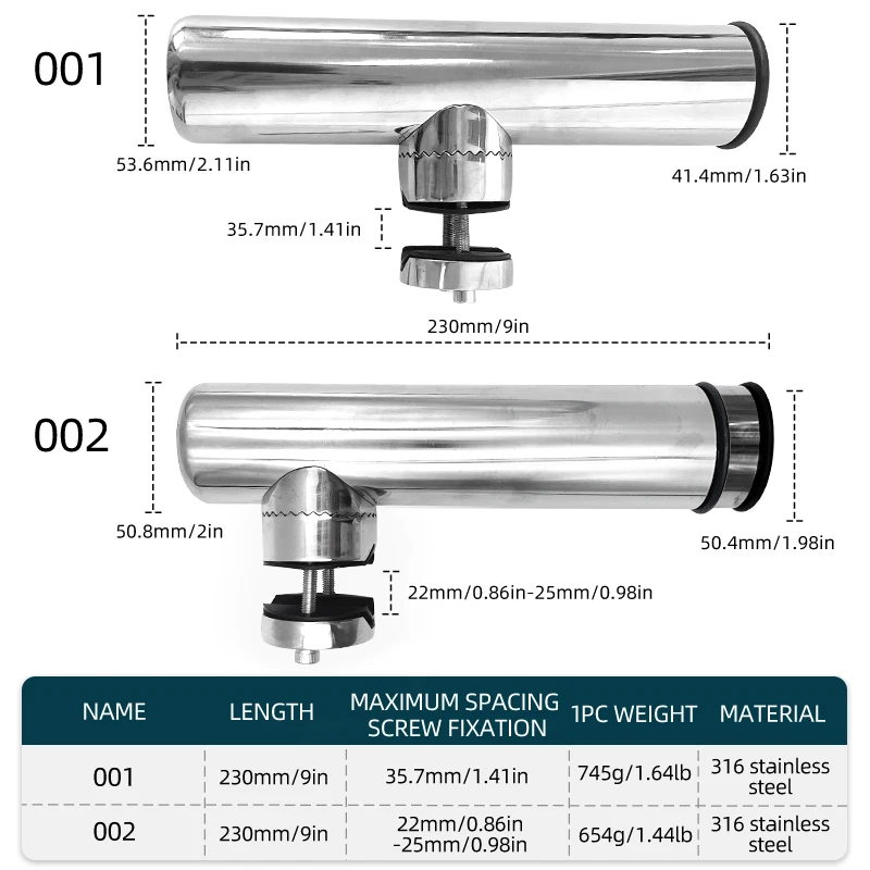 ShareShark Soporte para cañas de barco 360° ajustable inox - imagen 3