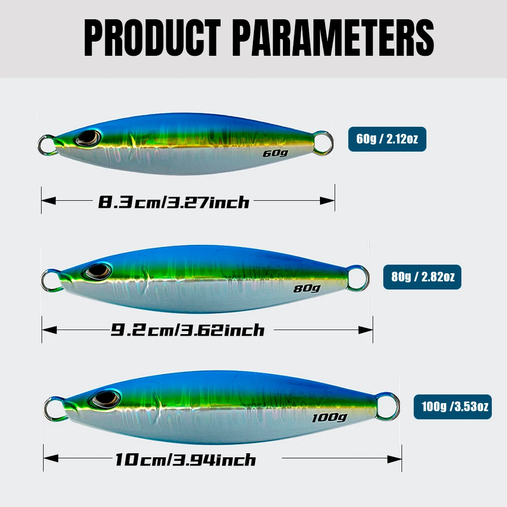 Koika Jigs 60g 80g 100g – Metálicos caída lenta agua salada - imagen 2