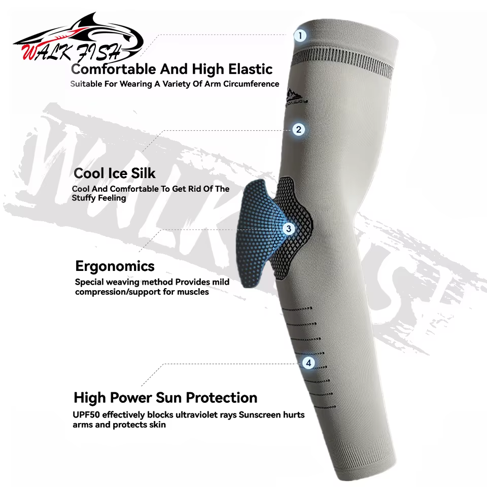 WALK FISH Mangas de pesca UV de seda hielo Unisex - Protección solar - imagen 4