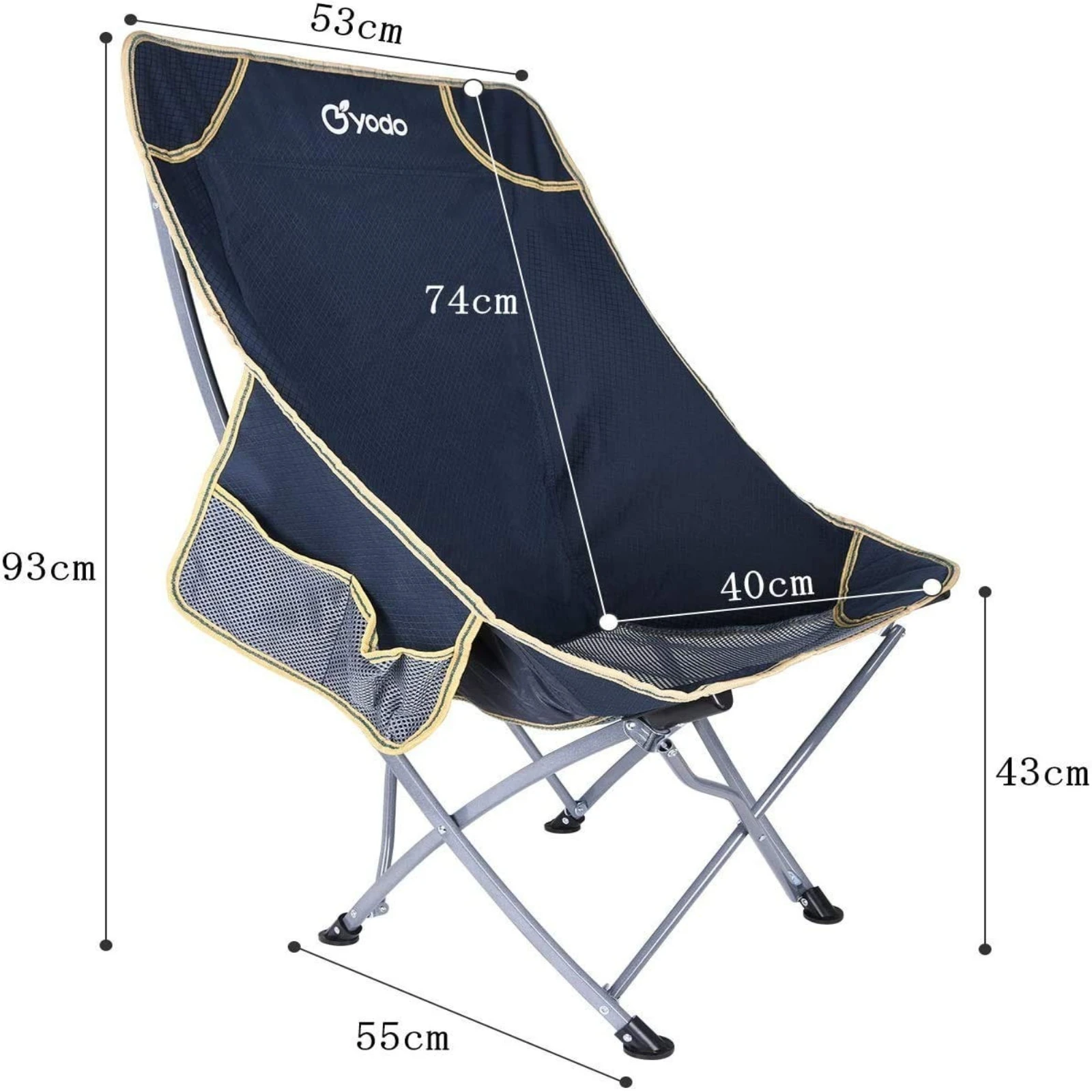 Silla Plegable Camping antideslizante con bolsillo malla para pesca - imagen 2