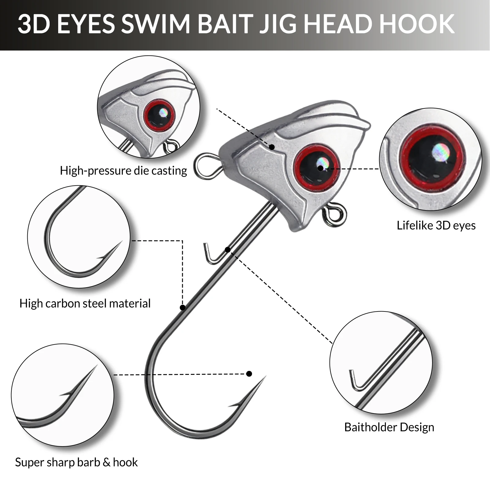 9KM Jig Head con ojos 3D de manivela para vinilo - imagen 4