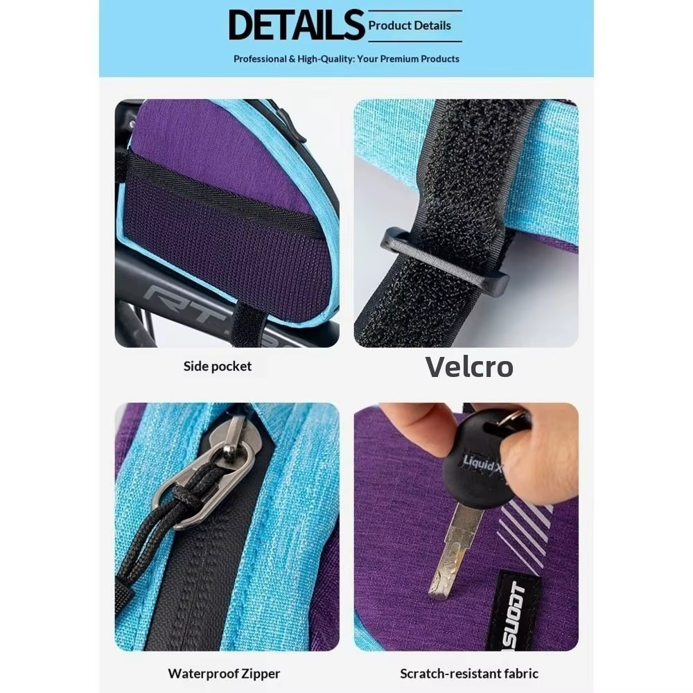 Bolsa triangular impermeable para cuadro de bicicleta reflectante