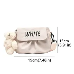 Bolso bandolera de lona con letras moderno, mensajero cuadrado