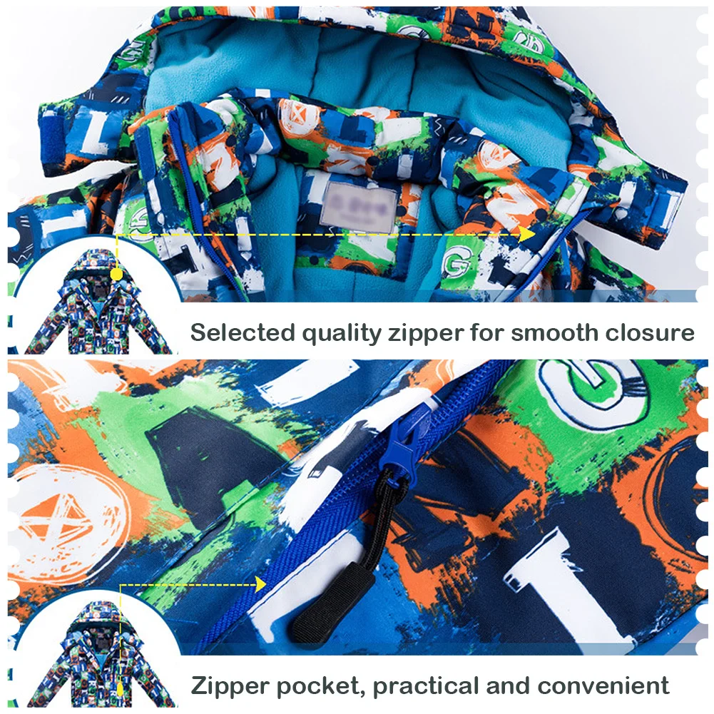 Chaqueta de esquí infantil impermeable con capucha y pantalones - imagen 4