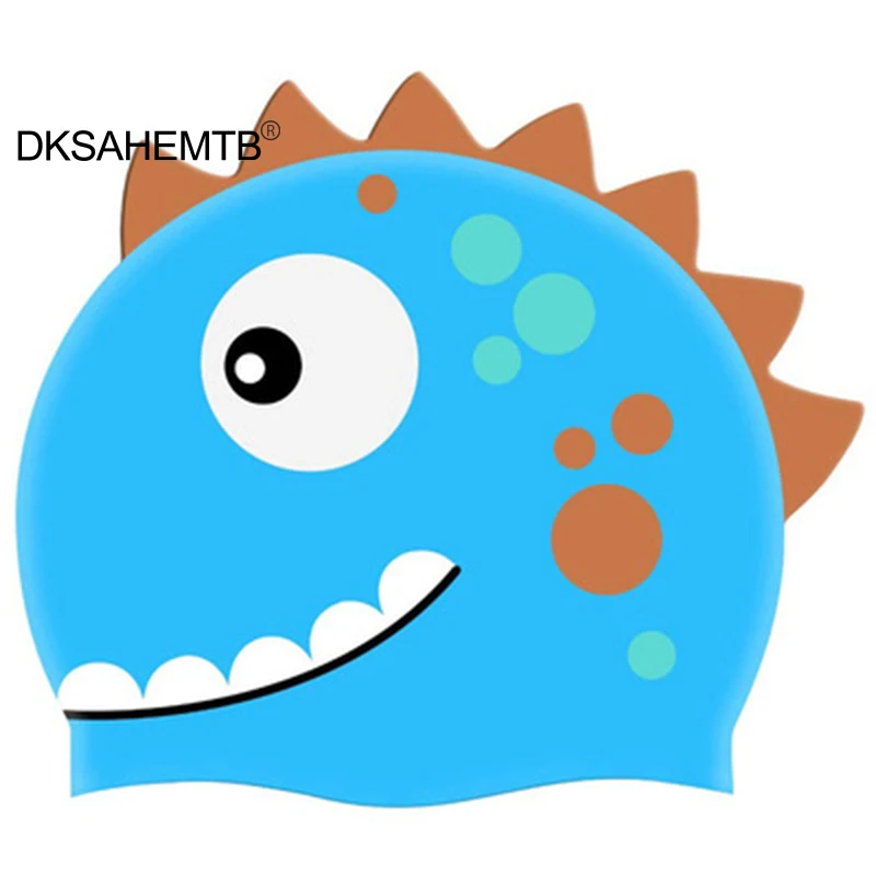 Gorro natación silicona dinosaurio – Elástico resistencia agua adultos niños - imagen 2