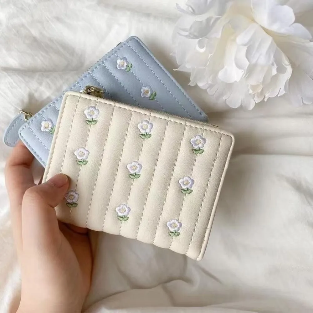 Cartera corta de cuero PU con cierre floral para mujer - imagen 5