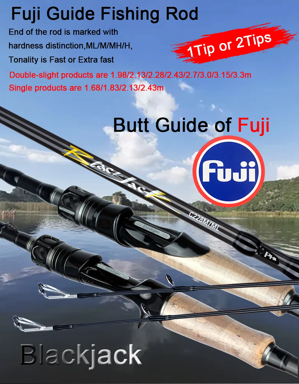 Caña de pescar BIUTIFU con guías Fuji para pesca de lucio