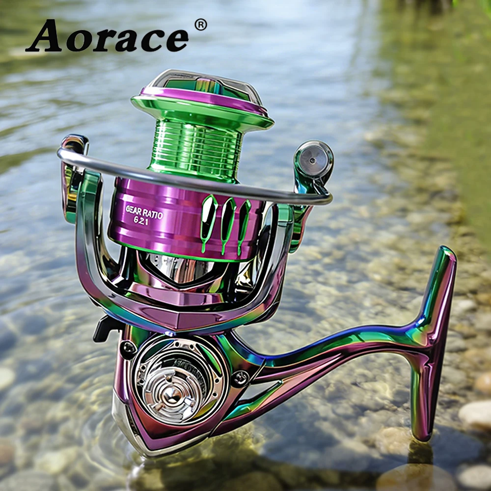 Carrete giratorio Aorace con freno magnético metálico para carpas - imagen 4
