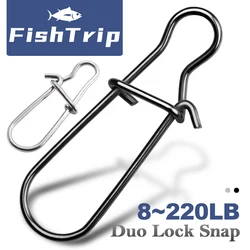 FishTrip Duo Lock broches acero inoxidable Snap negro níquel plata