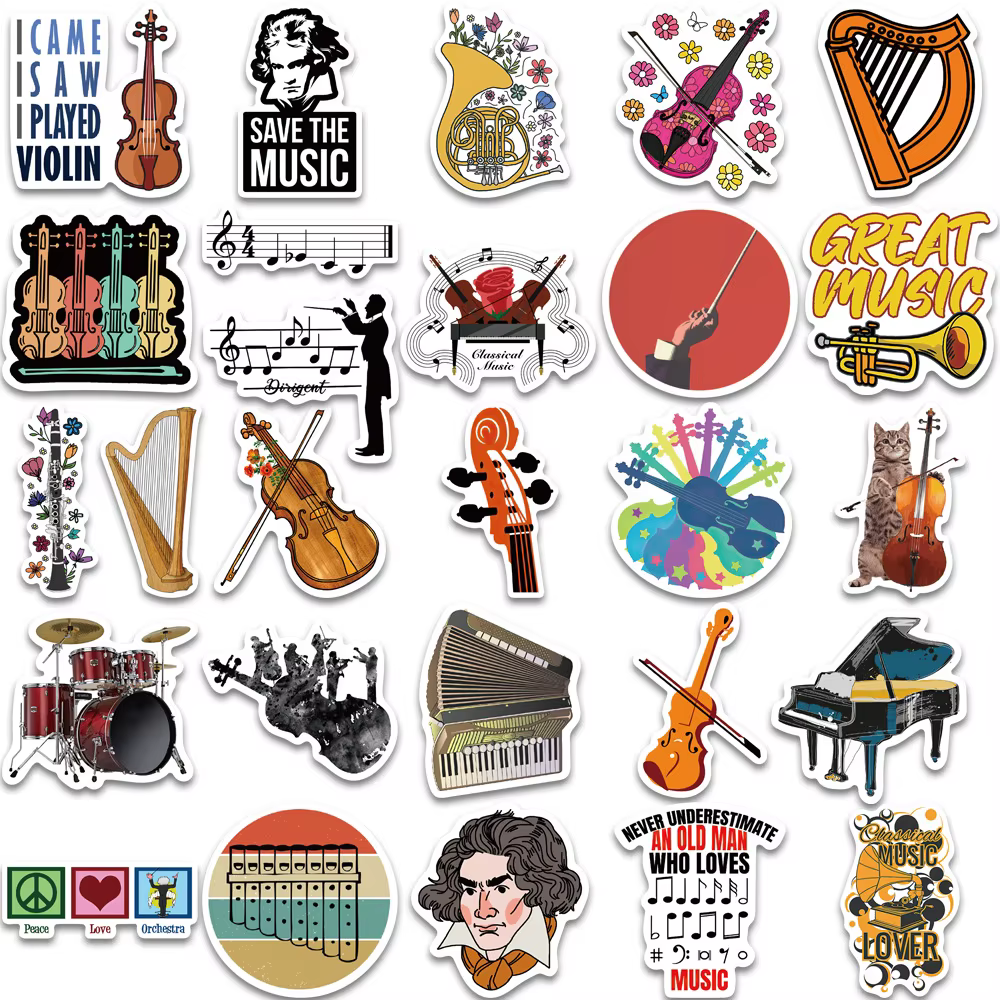 52 Uds Pegatinas Graffiti Guitarra Refrigerador Juguete Clásico Calcomanías - imagen 2
