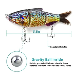 Señuelo shad artificial multiarticulado de hundimiento lento