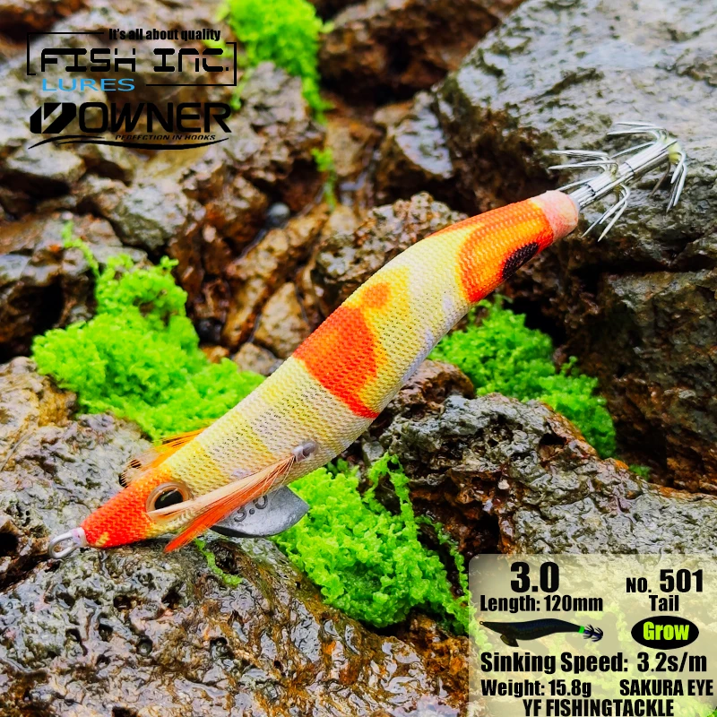 FISH INC Jigs de calamar 3,0 EGI - Señuelo de madera