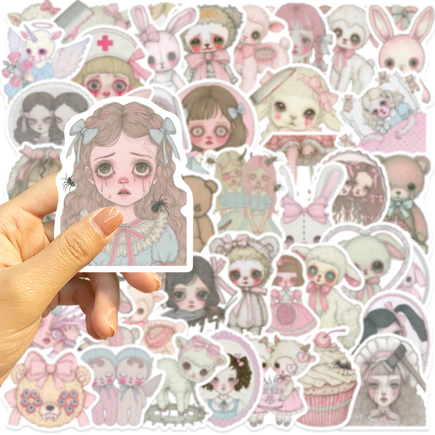 Pack pegatinas terror rosa para chicas alternativas