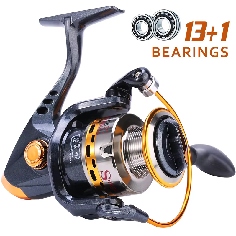 Carrete de pesca Sougayilang premium giratorio 13+1BB - Mango goma - imagen 2