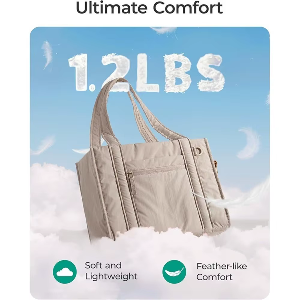 Bolso tote de nailon acolchado para mujer – Resistente al agua - imagen 2
