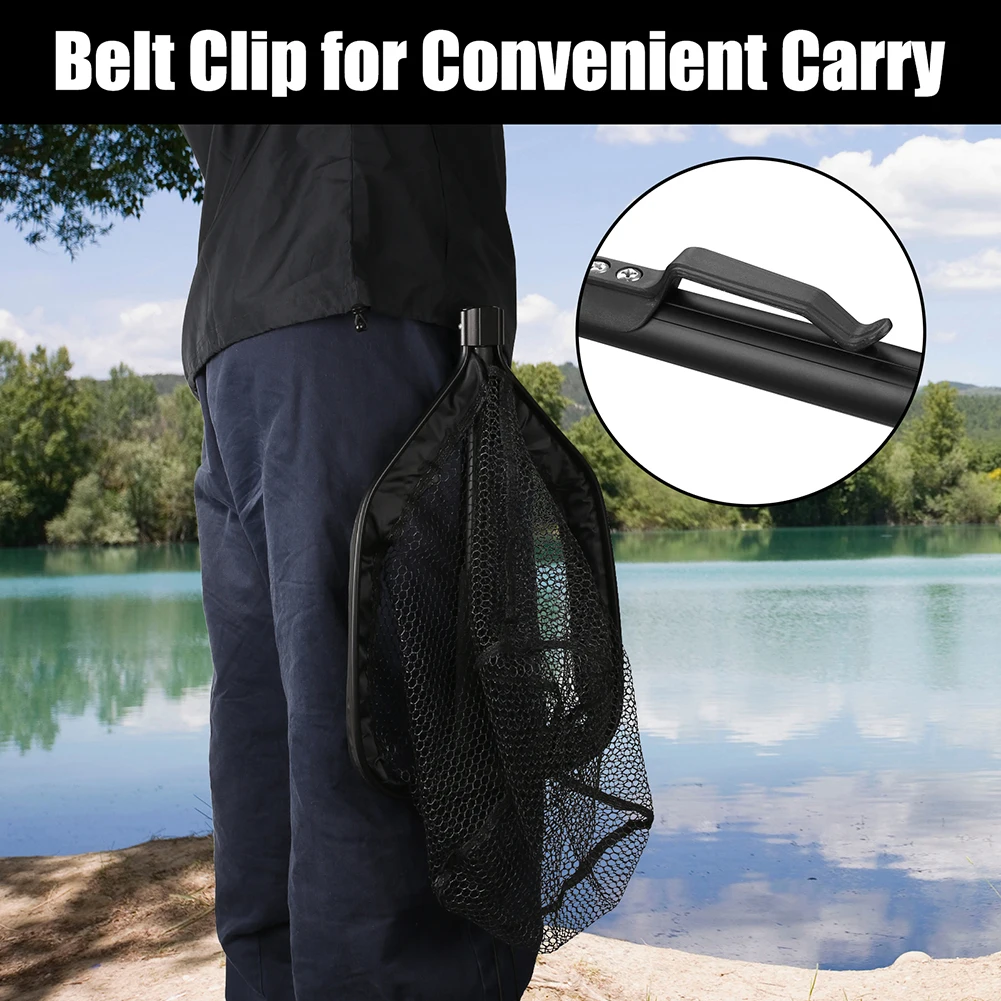 Landing net telescópica con recubrimiento de goma – Red de pesca plegable profesional - imagen 4