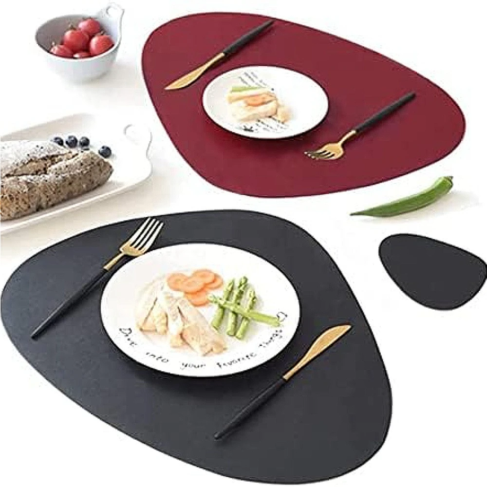 Manteles individuales cuero PU irregulares doble cara impermeables - imagen 5