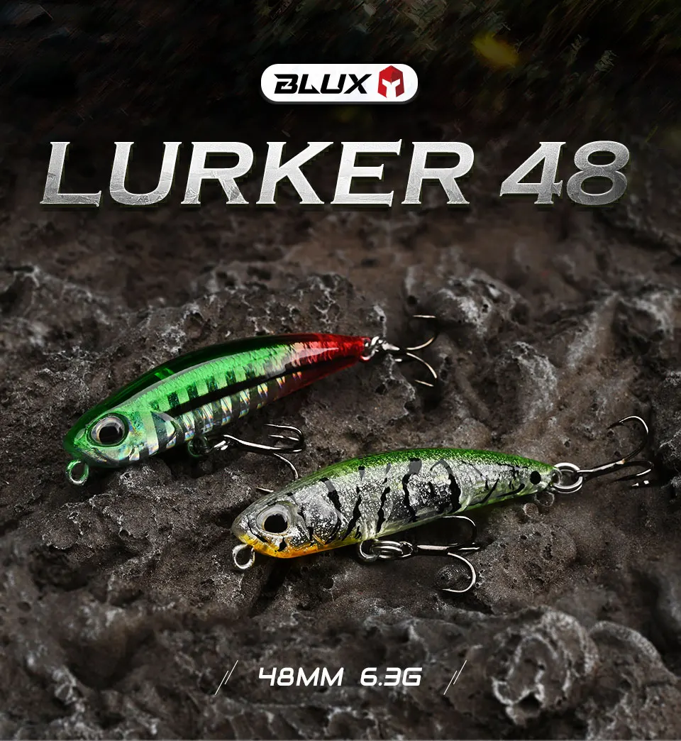 Señuelo BLUX LURKER 48 en vista lateral mostrando el cuerpo torpedo