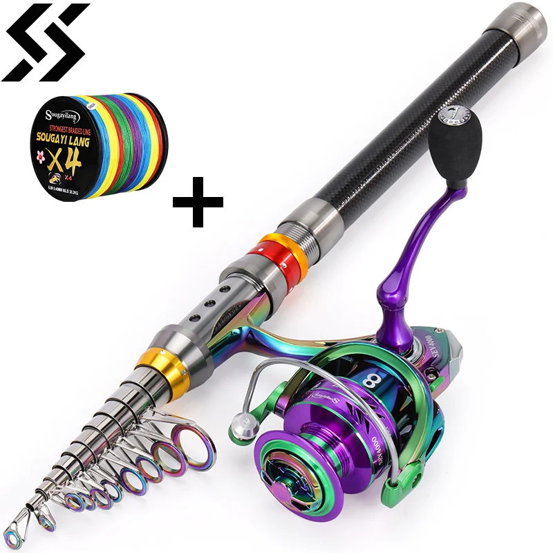 Combo pesca giratoria fibra carbono 1,8-3,6m Sougayilang viaje - imagen 4