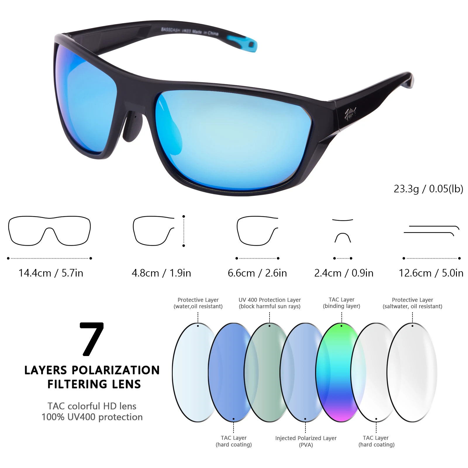 Bassdash gafas de sol polarizadas para pesca TPX irrompibles UV400 - imagen 5