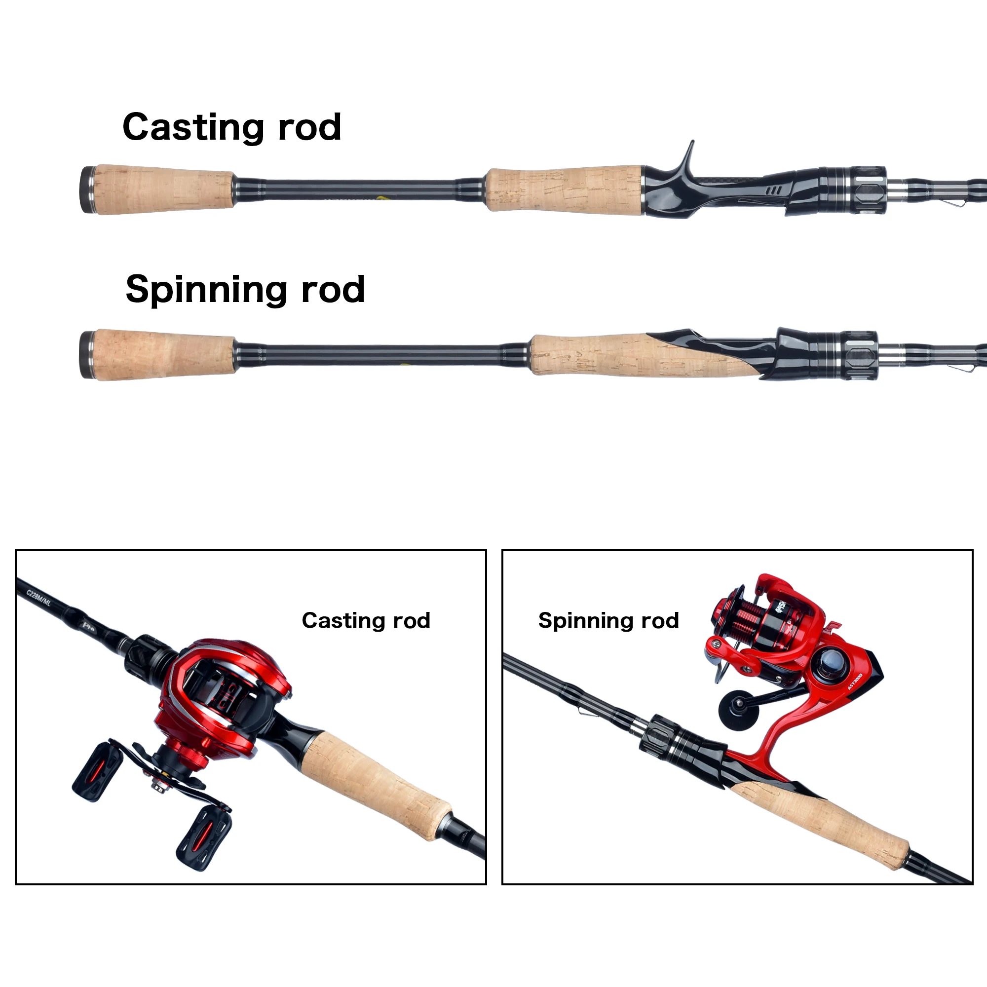 BIUTIFU Caña Baitcasting Fuji T800 Carbono ML/M/MH/H Señuelo 5-80g