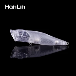 Hanlin Popper plástico duro sin pintar - Señuelo transparente pesca