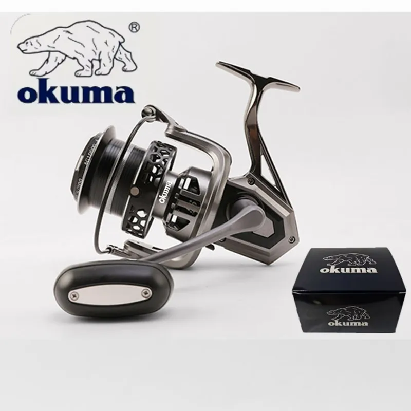 Carrete Okuma totalmente metálico vista frontal