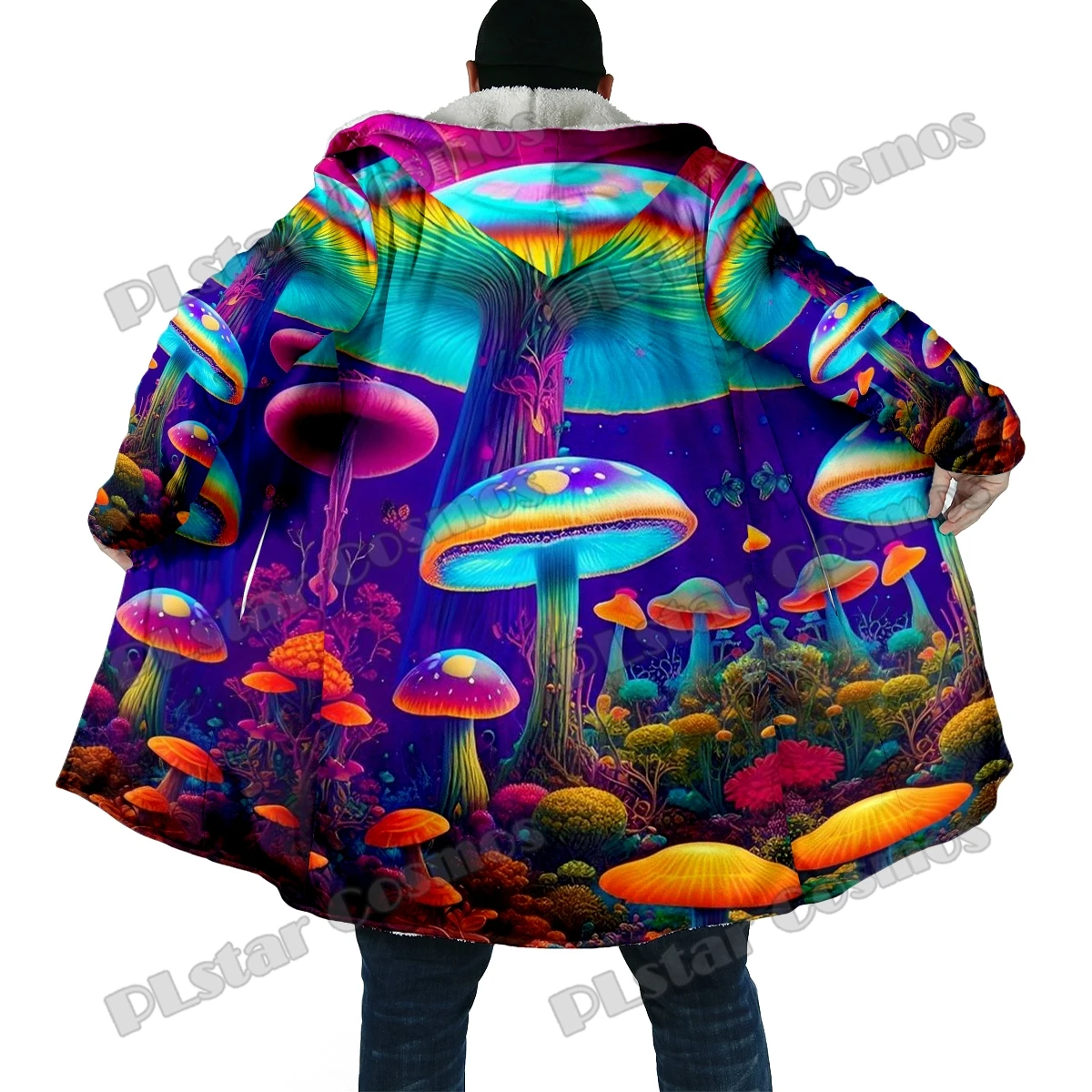 Capa invernal unisex DP58 con estampado 3D de setas y capucha - imagen 2