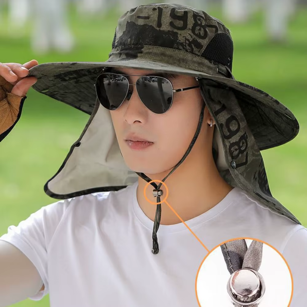Sombrero de sol ala ancha UV con protección cuello para playa - imagen 4