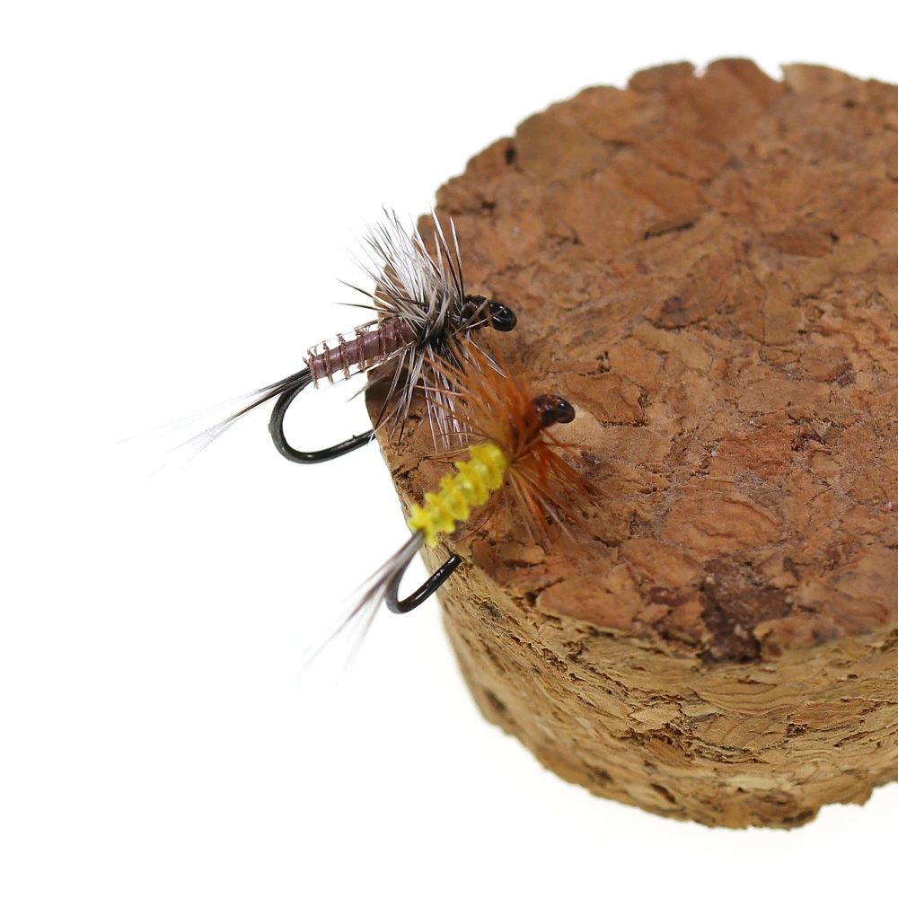 Variedad de insectos: mayfly, sedge y CDC