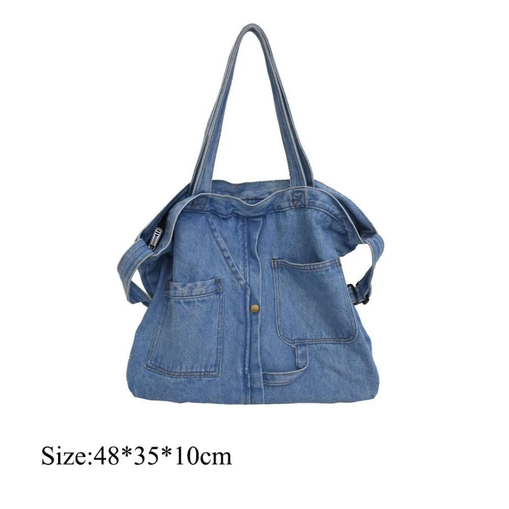 Bolso de tela vaquera con cremallera cuadrado azul unisex - imagen 5